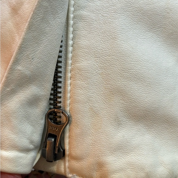 Vince Slim Lambskin Leather Moto Jacket Off-White, Size Small - Picture 6 of 11